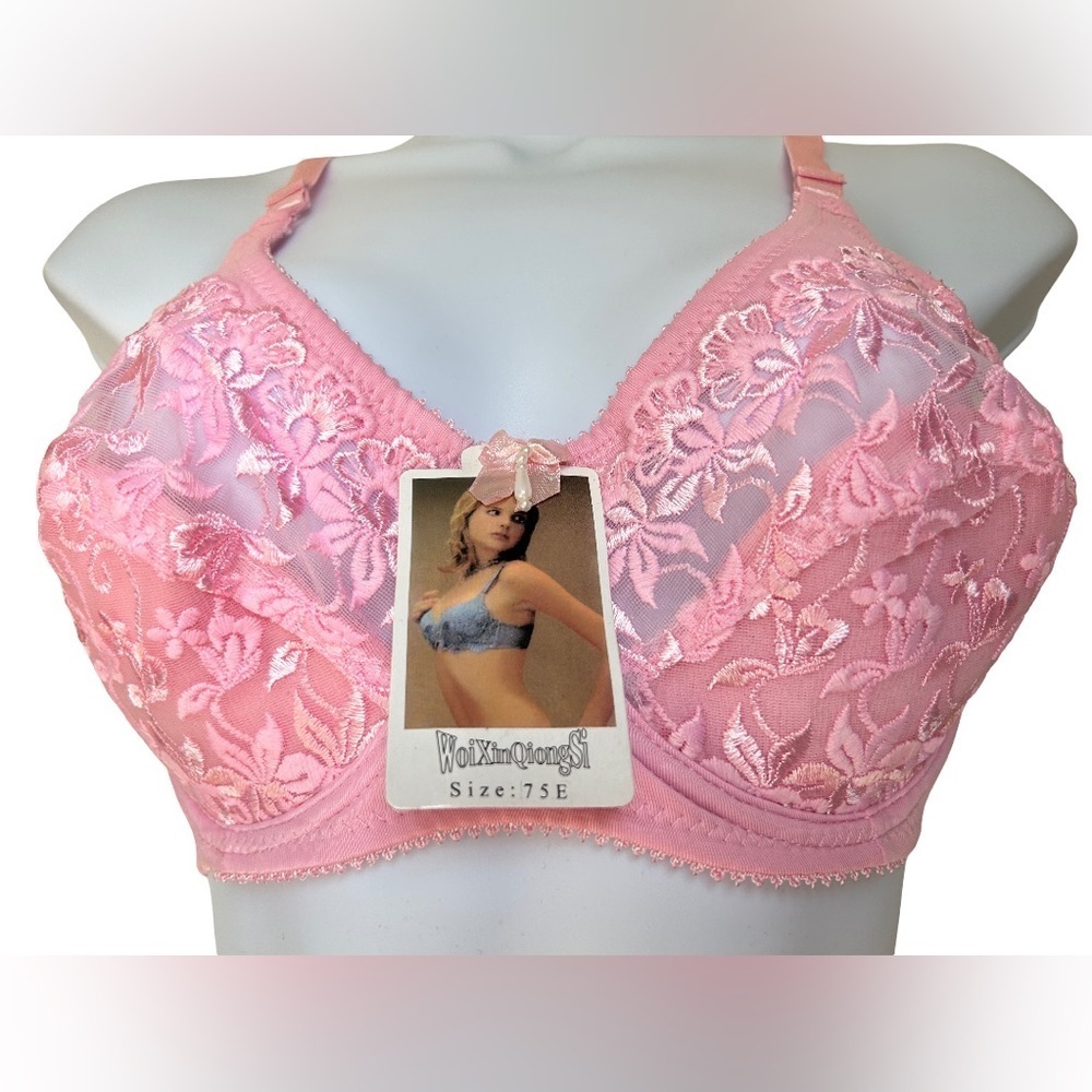 NWT PINK LACE UNDERWIRE BRA NO PADDING - Picture 2 of 3